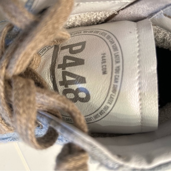 P448 Skate White/ Gravel High Top Italian Sneakers Anthropologie - Picture 8 of 11